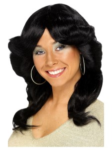 70s Flick Wig Black Long Wavy and Layered