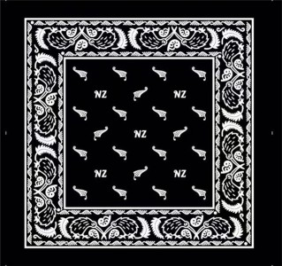 BANDANA BLACK WITH SILVER FERN DESIGN