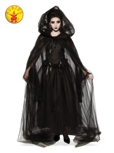 BLACK HOODED CAPE ADULT