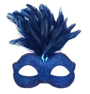 DANIELLA Blue with feathers Eye Mask