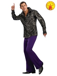 DISCO SHIRT BLACK WITH SILVER STARS ADULT