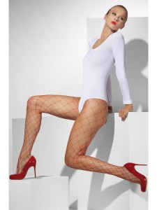 Diamond Net Tights Red