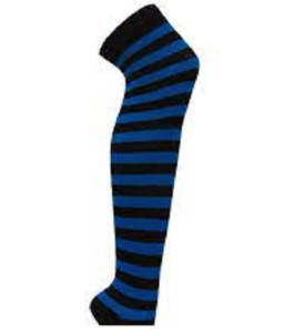 Knee High Stocking Neon Striped Black blue v2